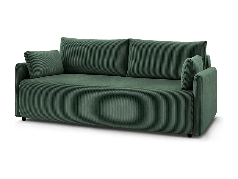 AXELLE - Canapé droit convertible velours côtelé 2 places - Vert