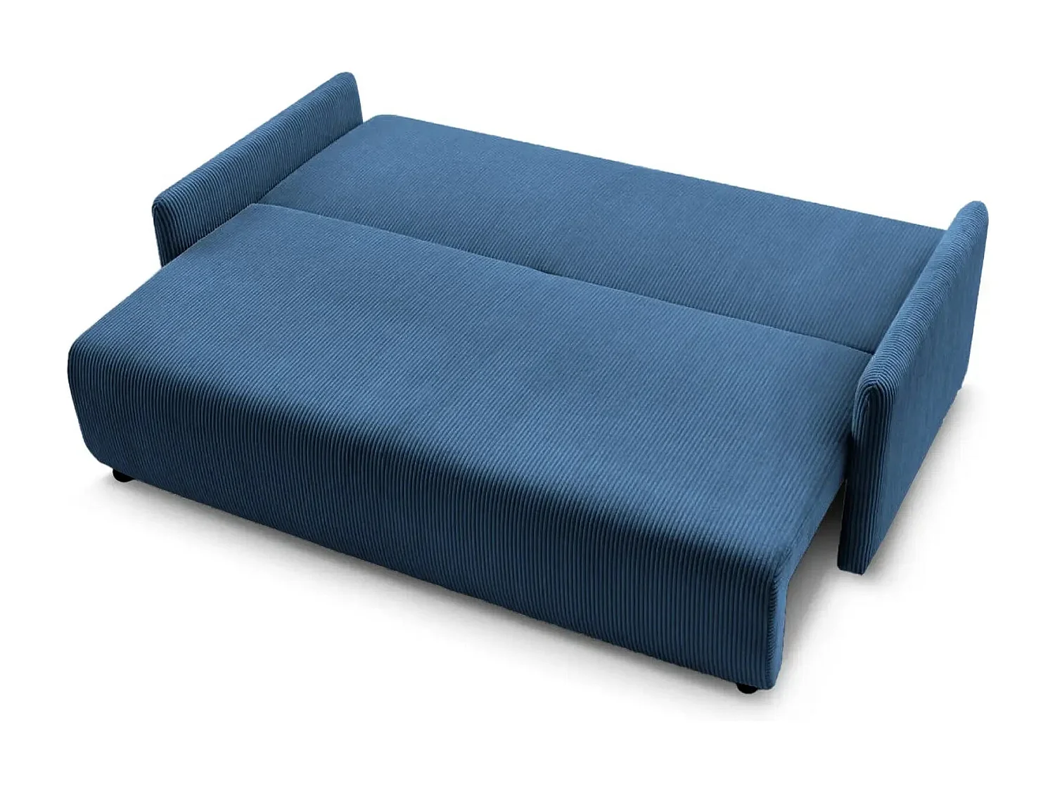 AXELLE - Canapé droit convertible velours côtelé - Bleu