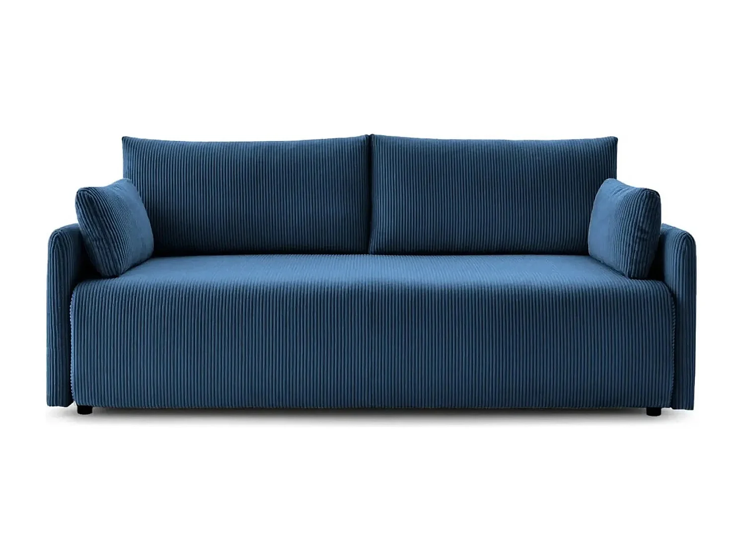 AXELLE - Canapé droit convertible velours côtelé 2 places - Bleu