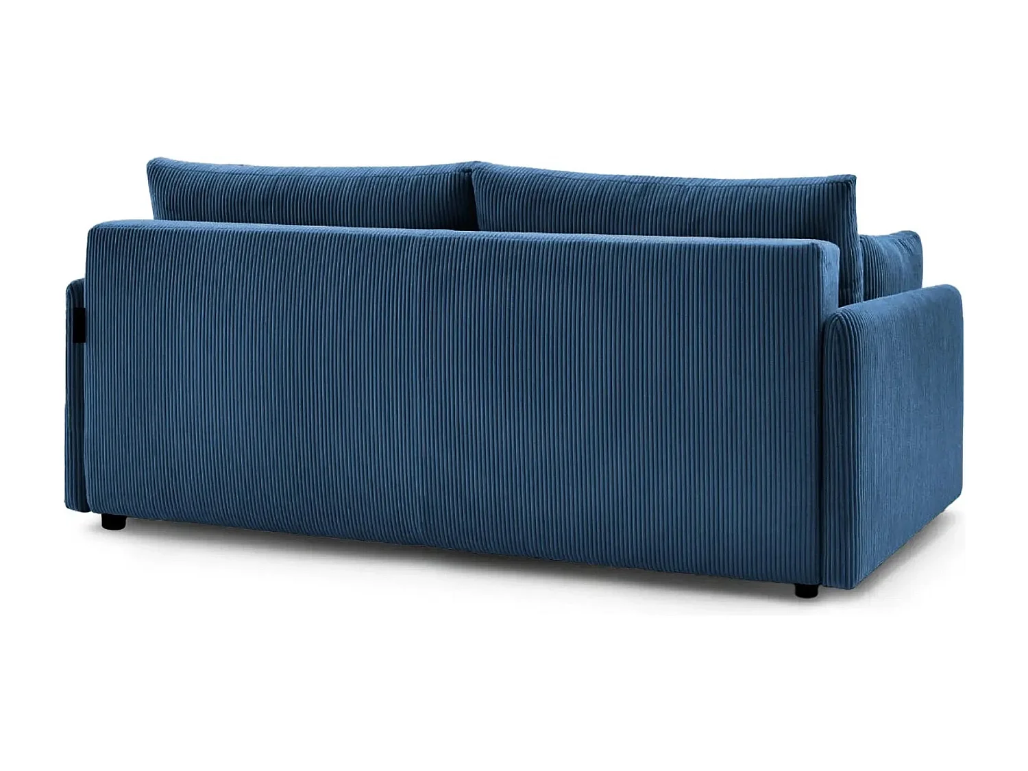 AXELLE - Canapé droit convertible velours côtelé 2 places - Bleu