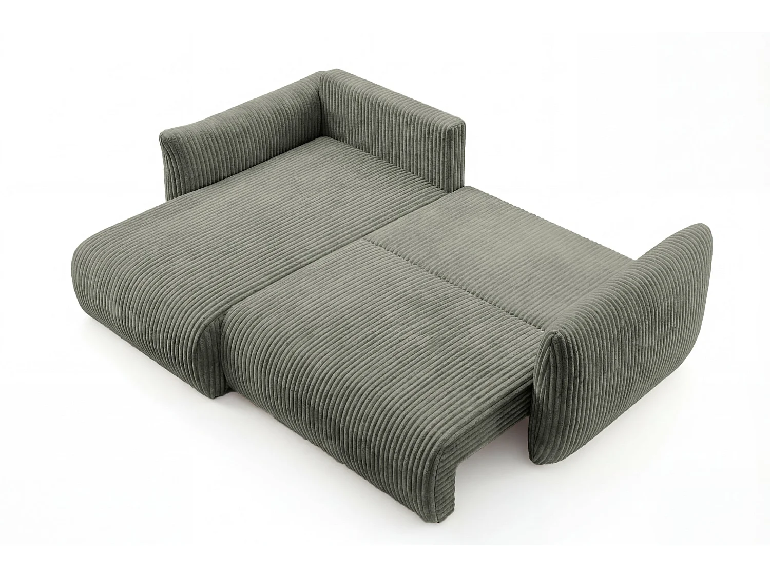 ELIO - Canapé d'angle convertible gros velours côtelé - Vert