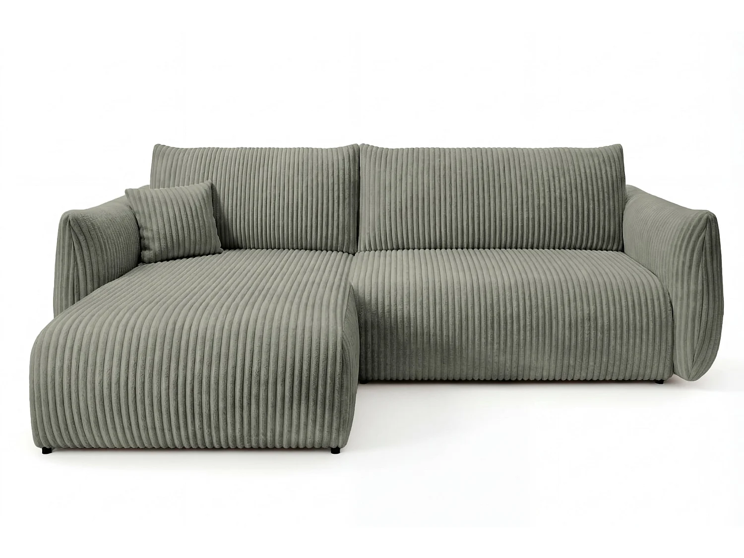 ELIO - Canapé d'angle convertible gros velours côtelé - Vert