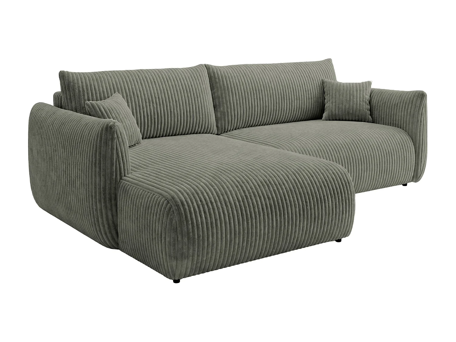 ELIO - Canapé d'angle convertible gros velours côtelé - Vert