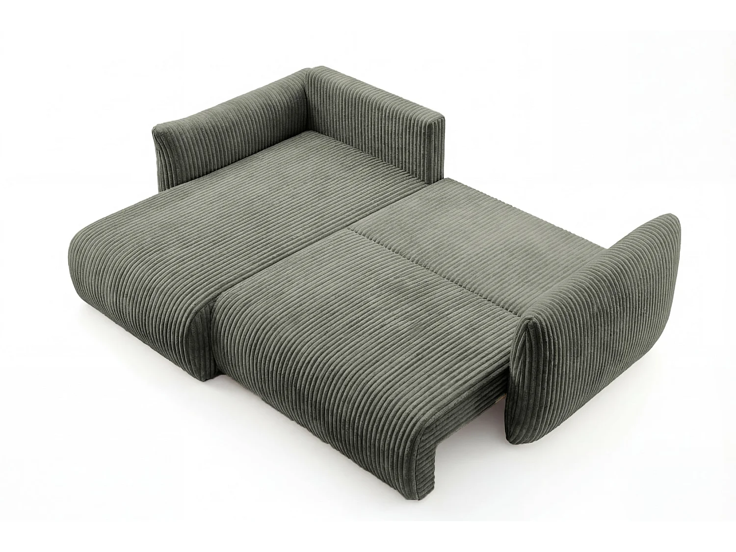 ELIO - Canapé d'angle convertible gros velours côtelé 4 places - Vert