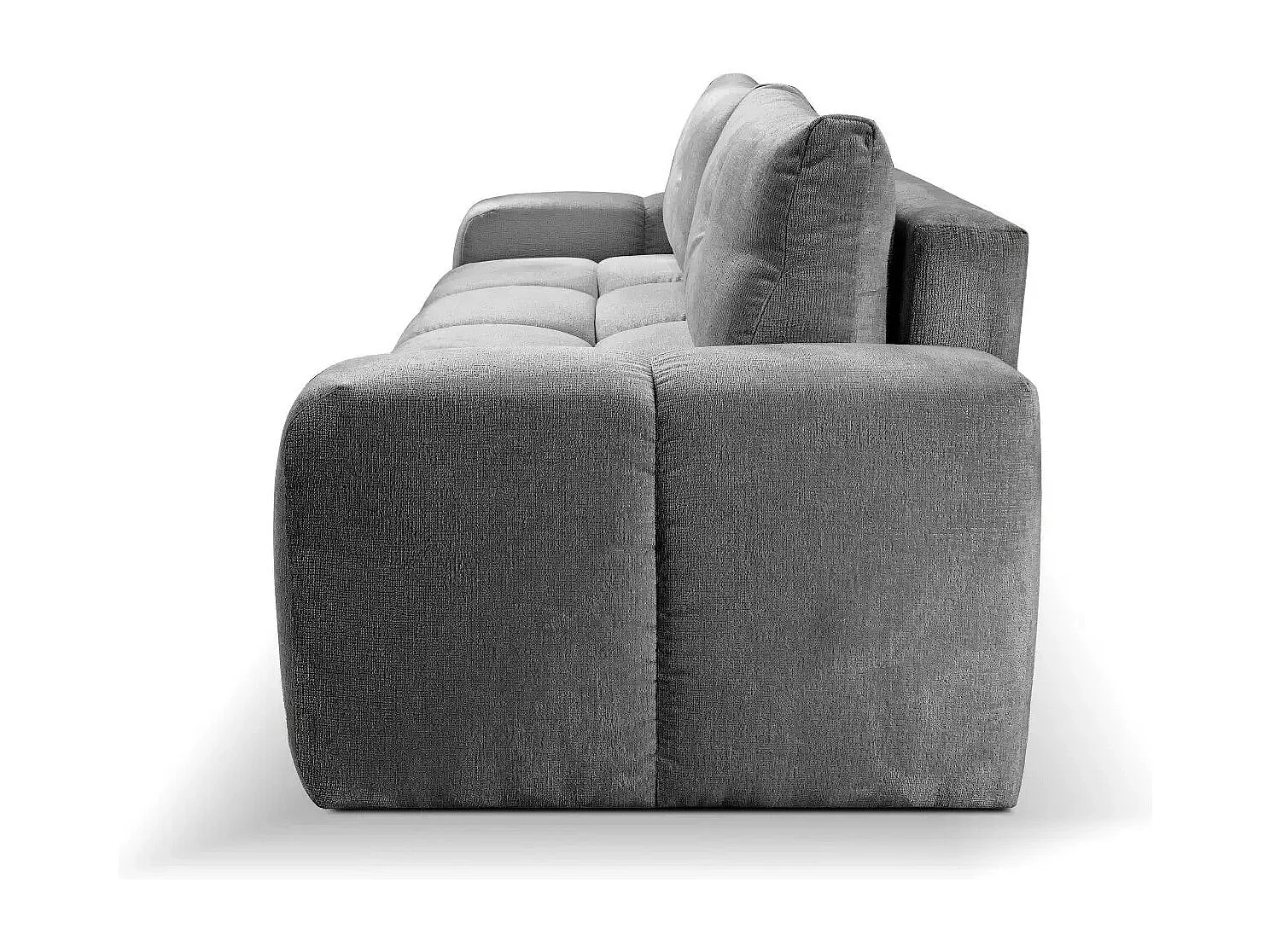 CONSTANCE - Canapé droit convertible tissu chenille - Gris anthracite