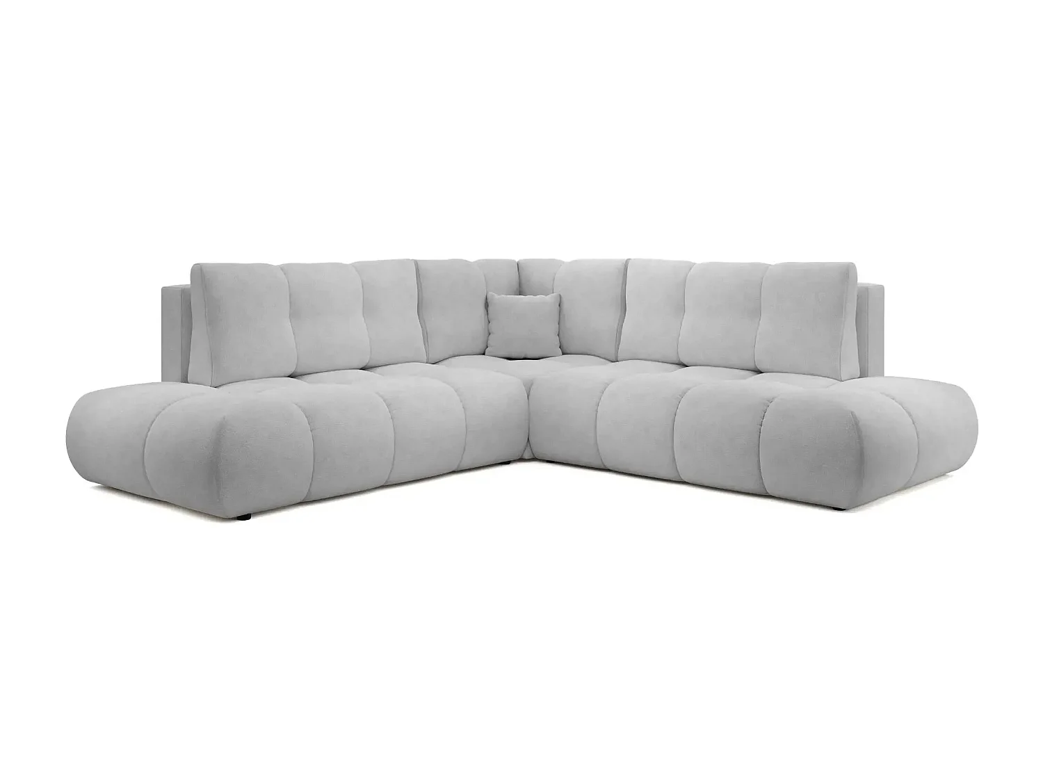 CONSTANCE L - Canapé d'angle convertible tissu chenille 4 places - Gris clair - Gauche