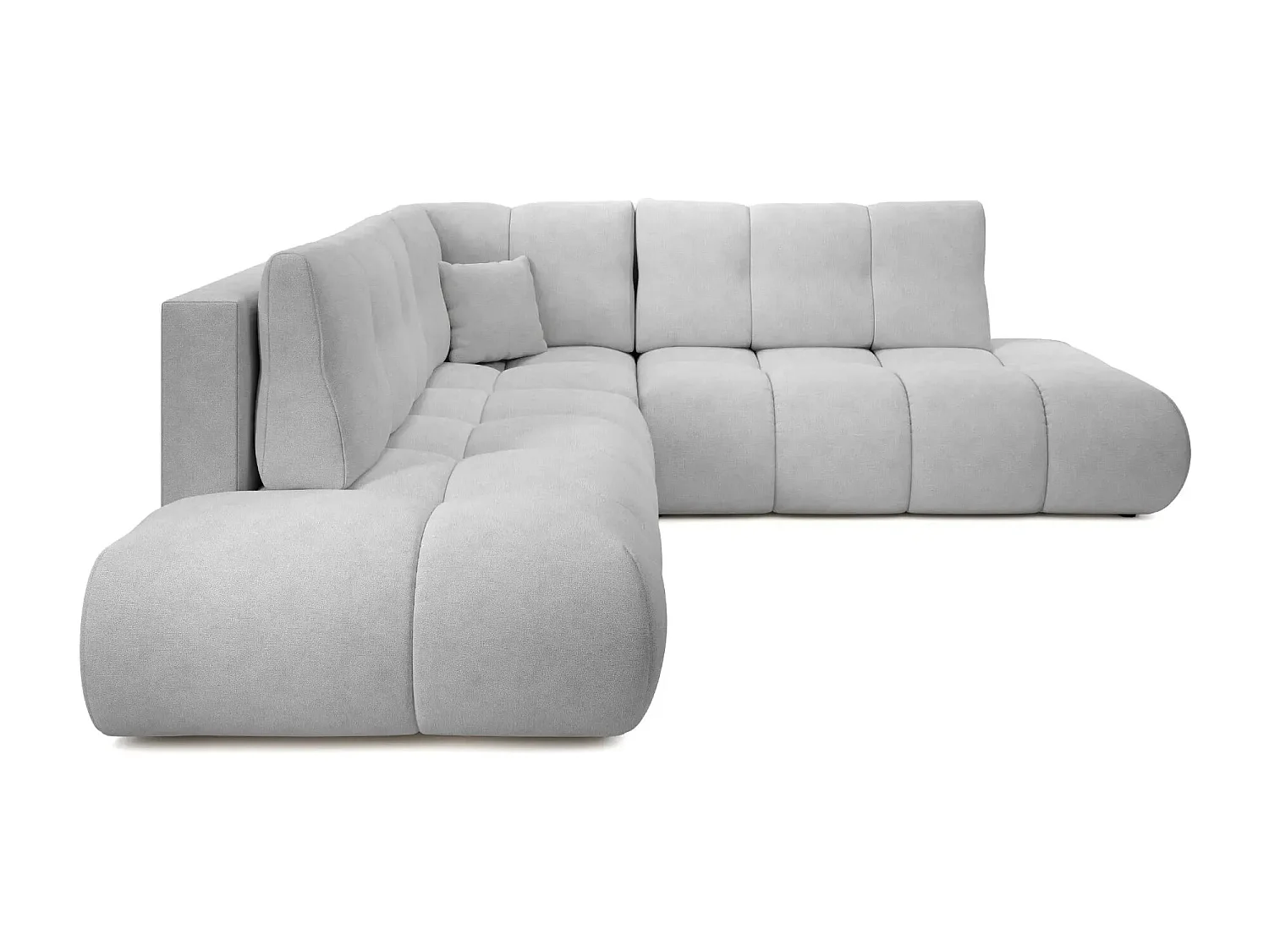 CONSTANCE L - Canapé d'angle convertible tissu chenille 4 places - Gris clair - Gauche