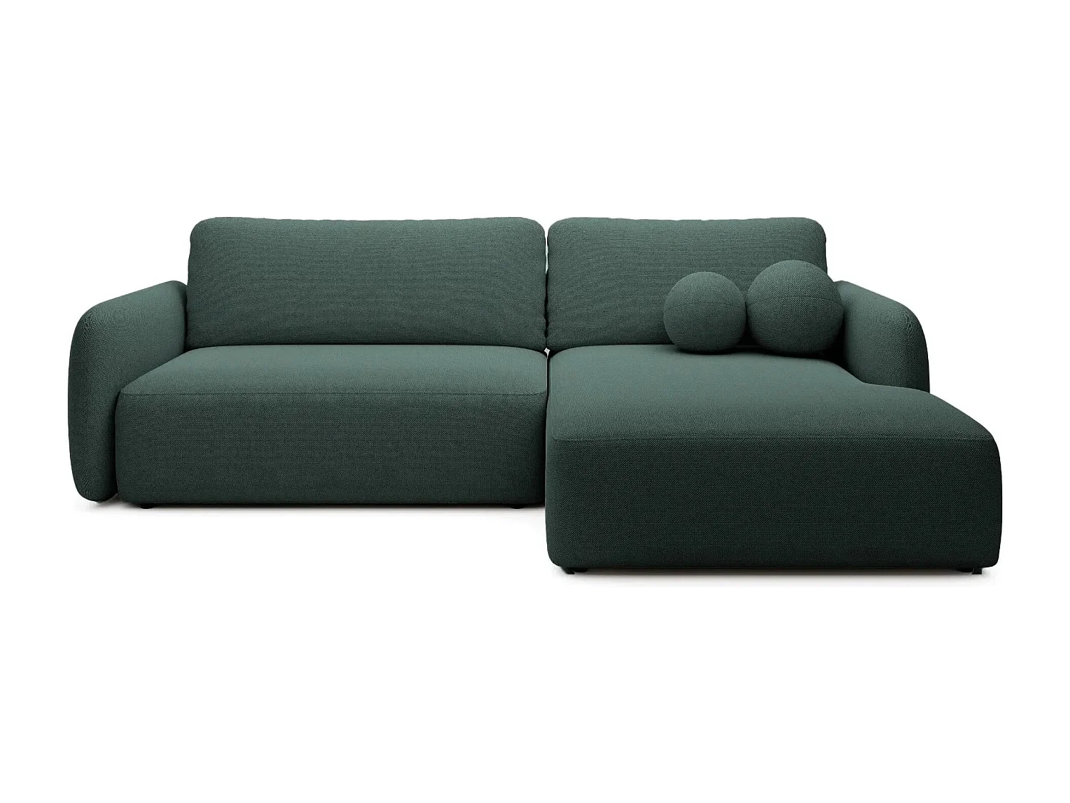 GIGI - Canapé d'angle convertible tissu bouclette 4 places - Vert - Droit