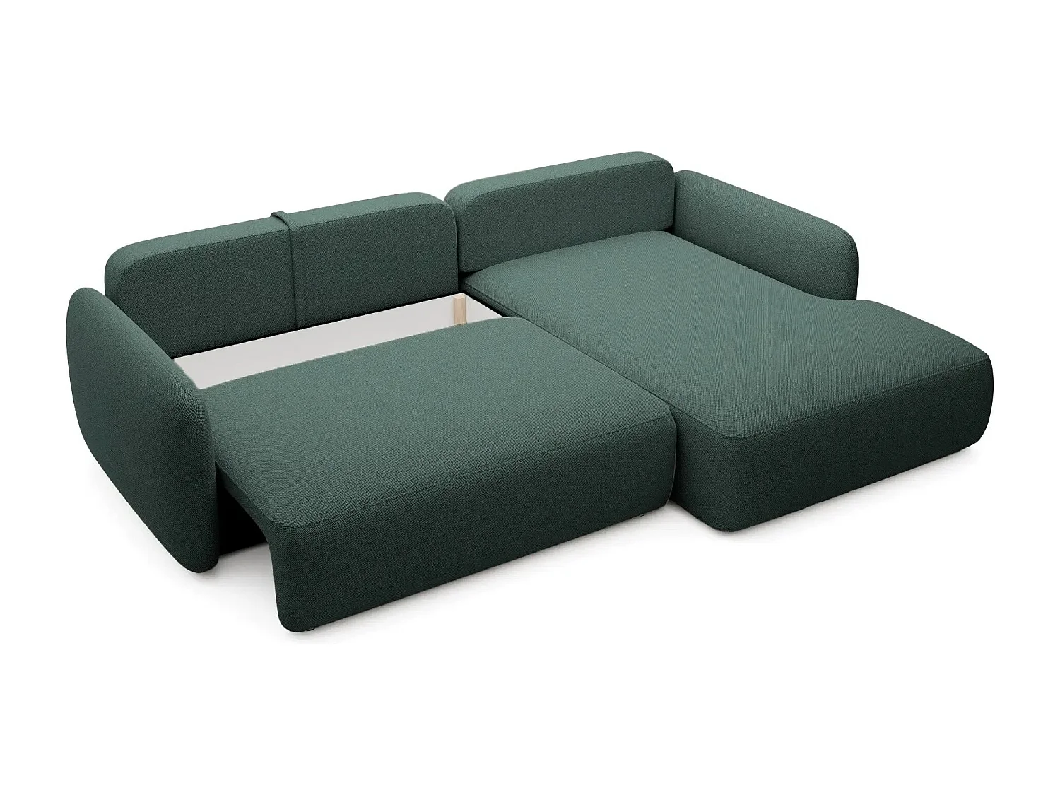 GIGI - Canapé d'angle convertible tissu bouclette 4 places - Vert - Droit