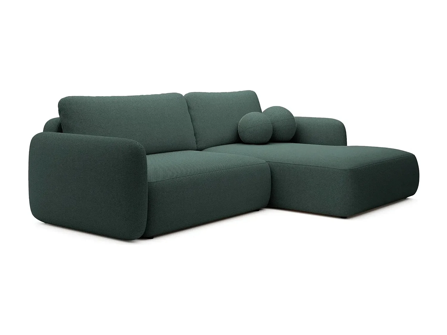 GIGI - Canapé d'angle convertible tissu bouclette 4 places - Vert - Droit