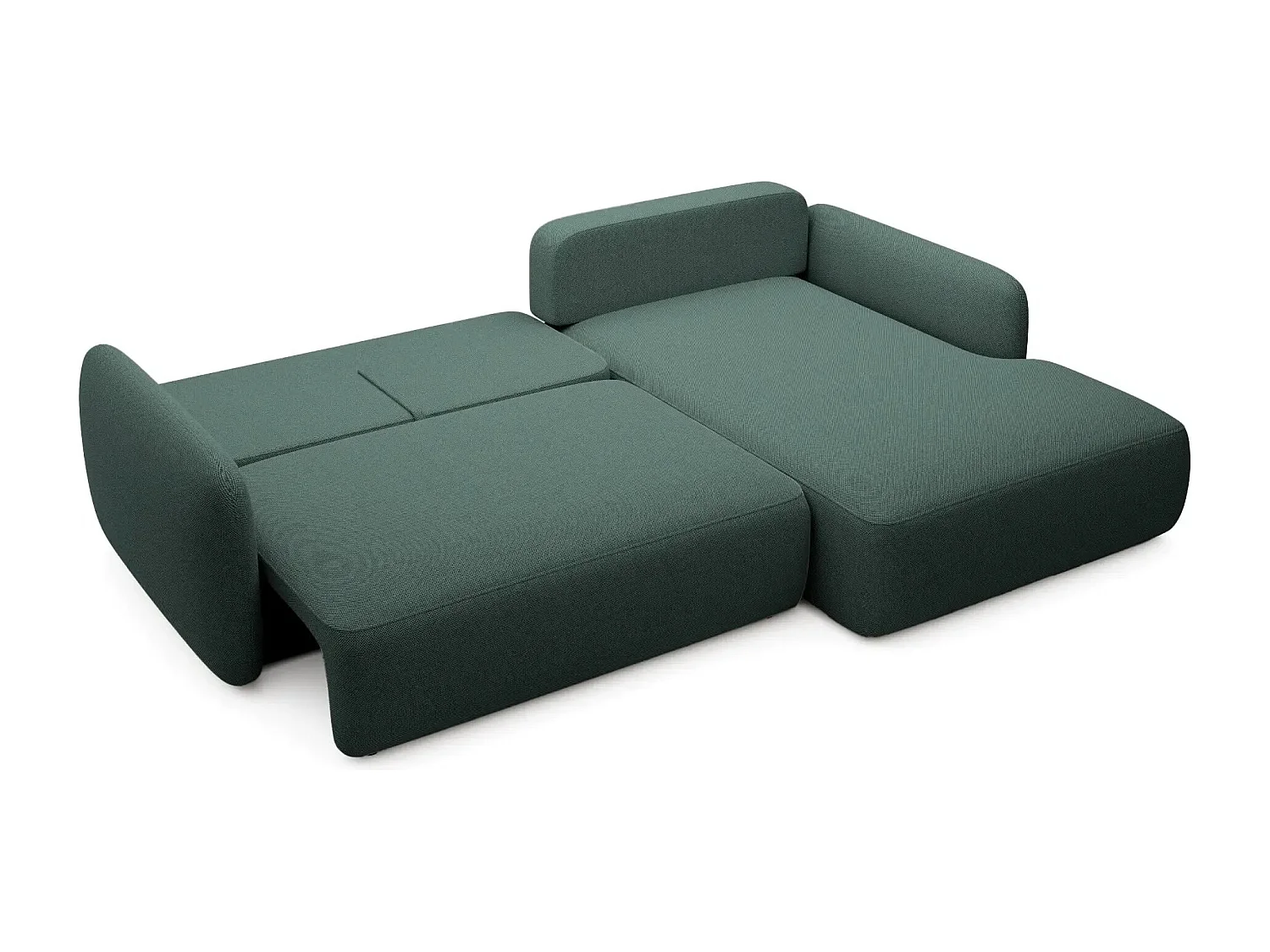 GIGI - Canapé d'angle convertible tissu bouclette 4 places - Vert - Droit