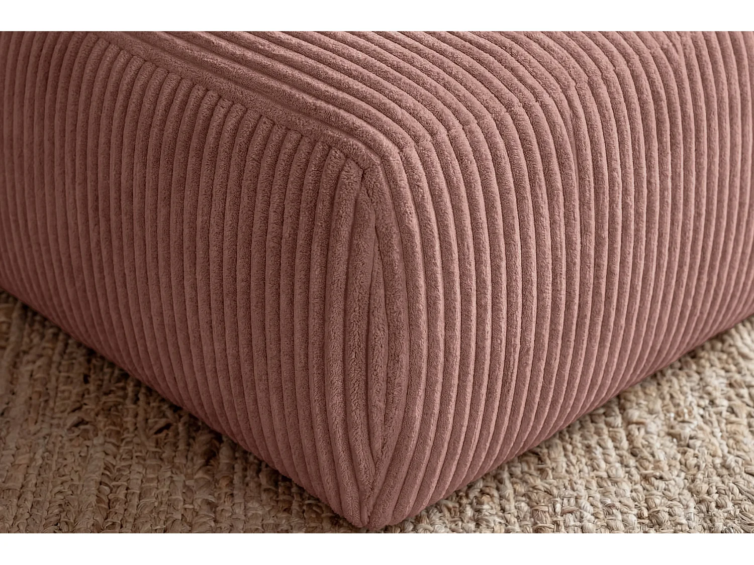 ELIO - Pouf velours côtelé - Rose