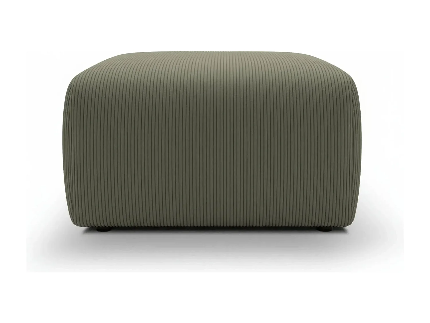 ELIO - Pouf en petit velours côtelé Vert 74x74x41