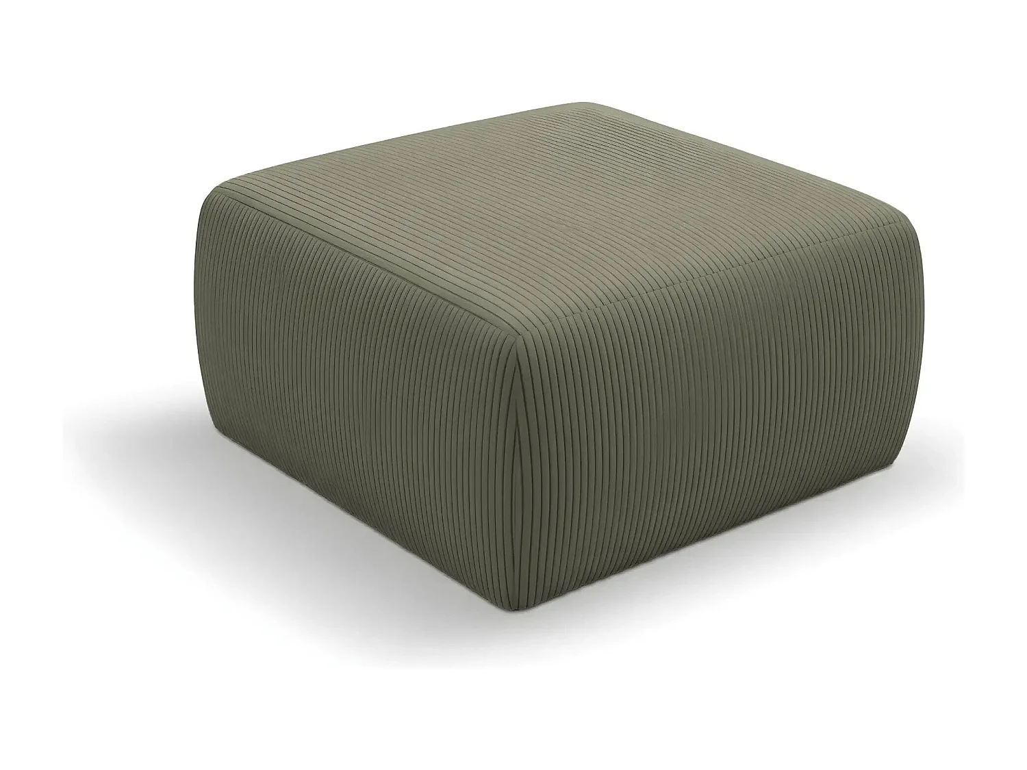 ELIO - Pouf en petit velours côtelé Vert 74x74x41