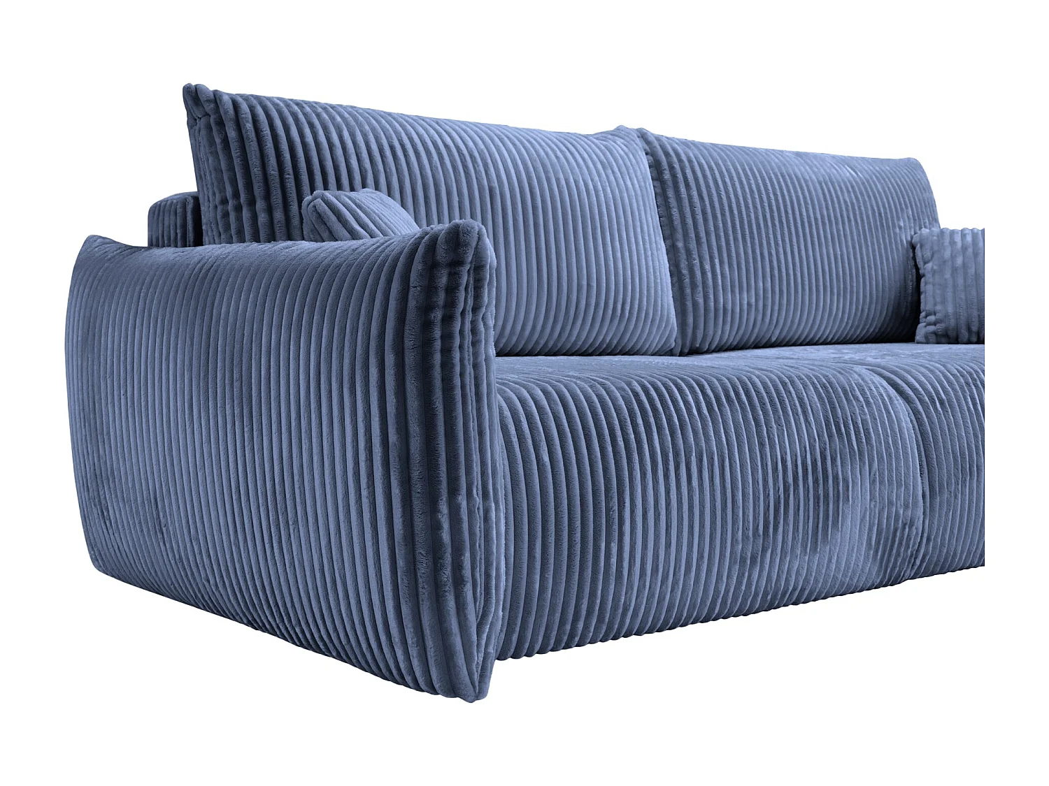 ELIO - Canapé droit convertible gros velours côtelé - Bleu