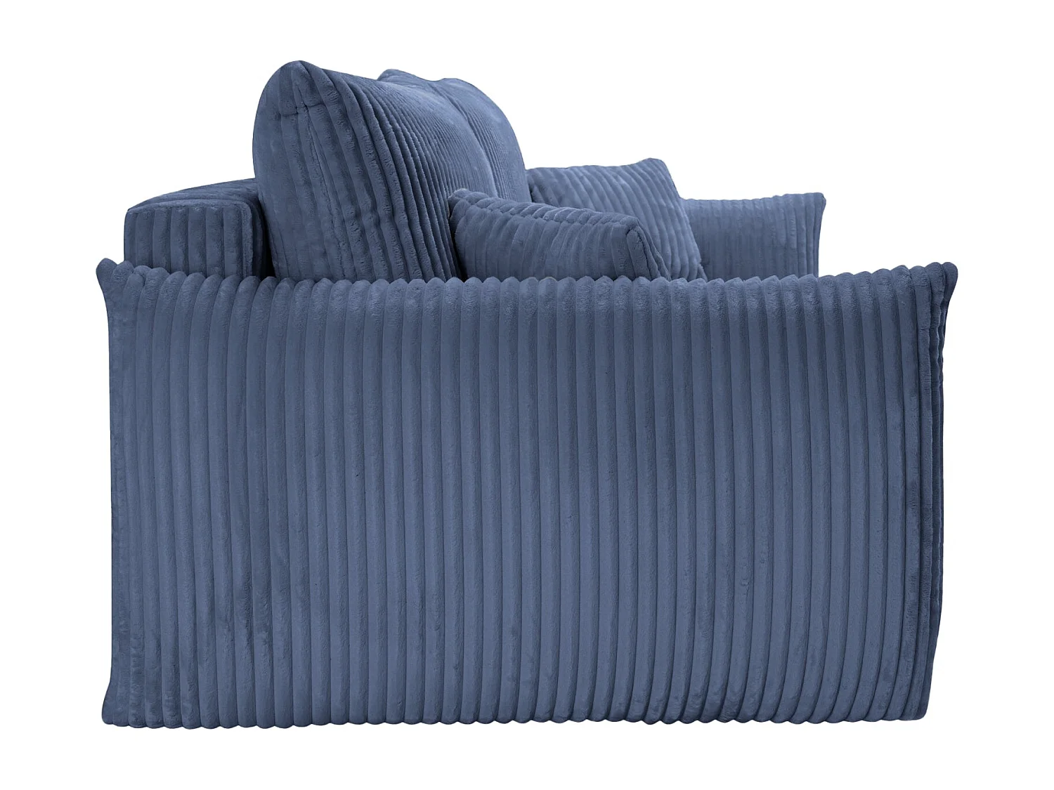 ELIO - Canapé droit convertible gros velours côtelé 3 places - Bleu