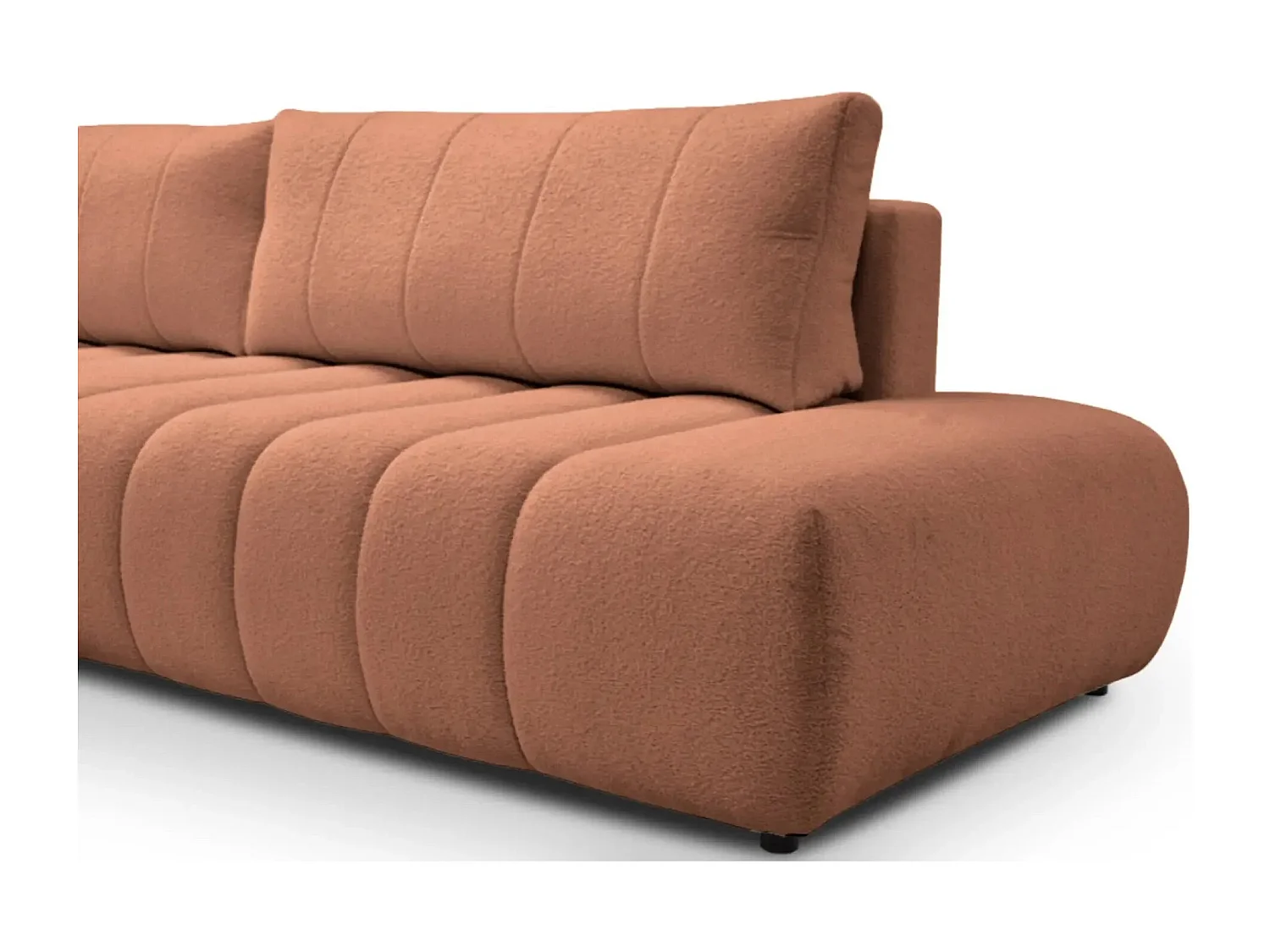 CELESTE - Canapé d'angle convertible tissu bouclette - Terracotta - Gauche
