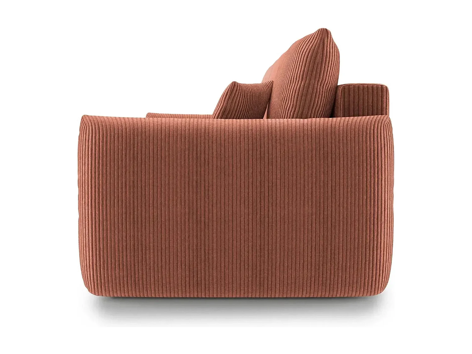 ELIO - Canapé droit convertible petit velours côtelé - Terracotta