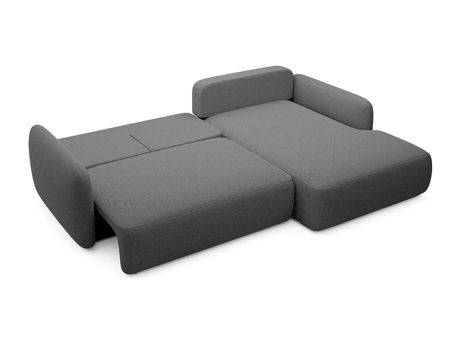GIGI - Canapé d'angle convertible tissu bouclette 4 places - Gris foncé - Droit