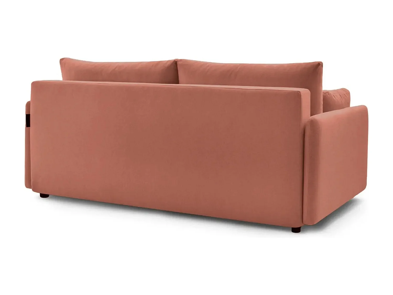 AXELLE - Canapé droit convertible tissu lisse - Terracotta