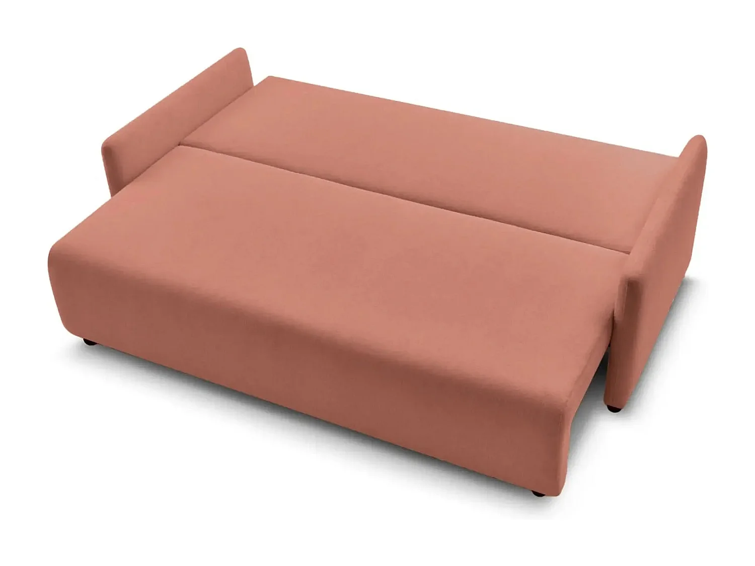 AXELLE - Canapé droit convertible tissu lisse 2 places - Terracotta