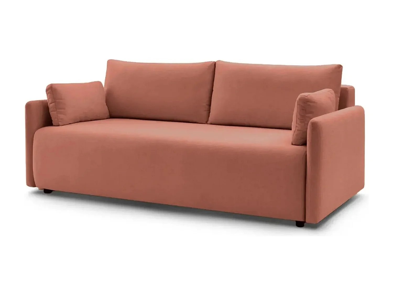 AXELLE - Canapé droit convertible tissu lisse 2 places - Terracotta