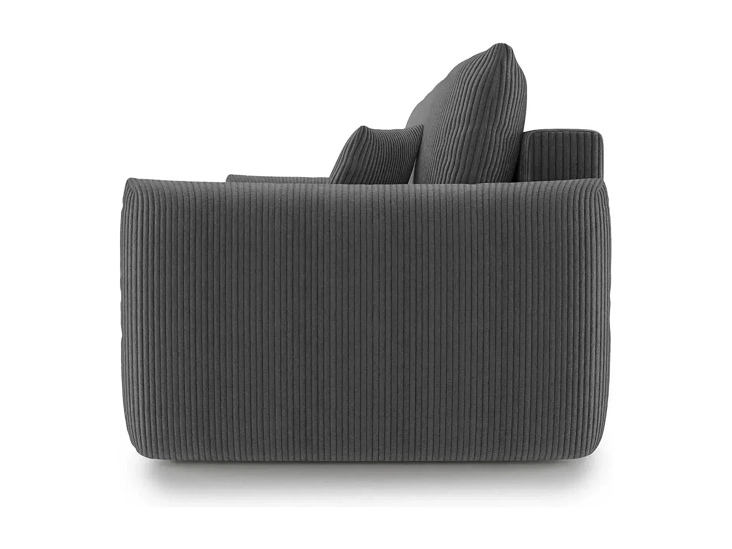 ELIO - Canapé droit convertible petit velours côtelé - Gris foncé