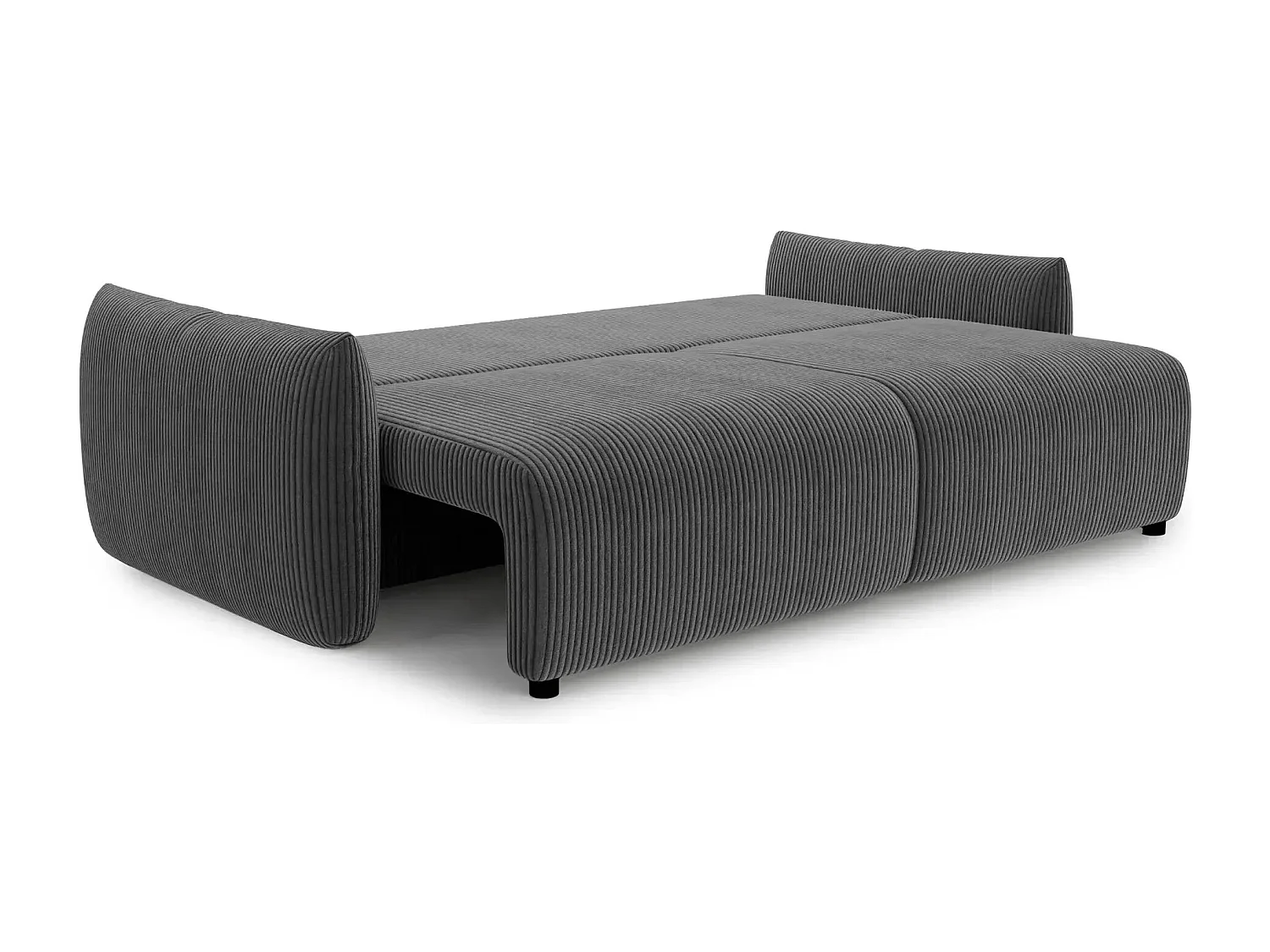 ELIO - Canapé droit convertible petit velours côtelé 3 places - Gris foncé