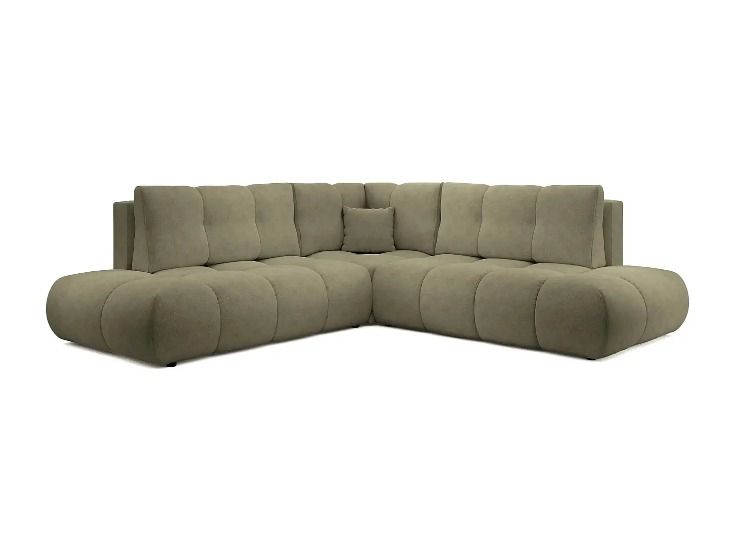 CONSTANCE L - Canapé d'angle convertible tissu chenille 4 places - Vert - Droit