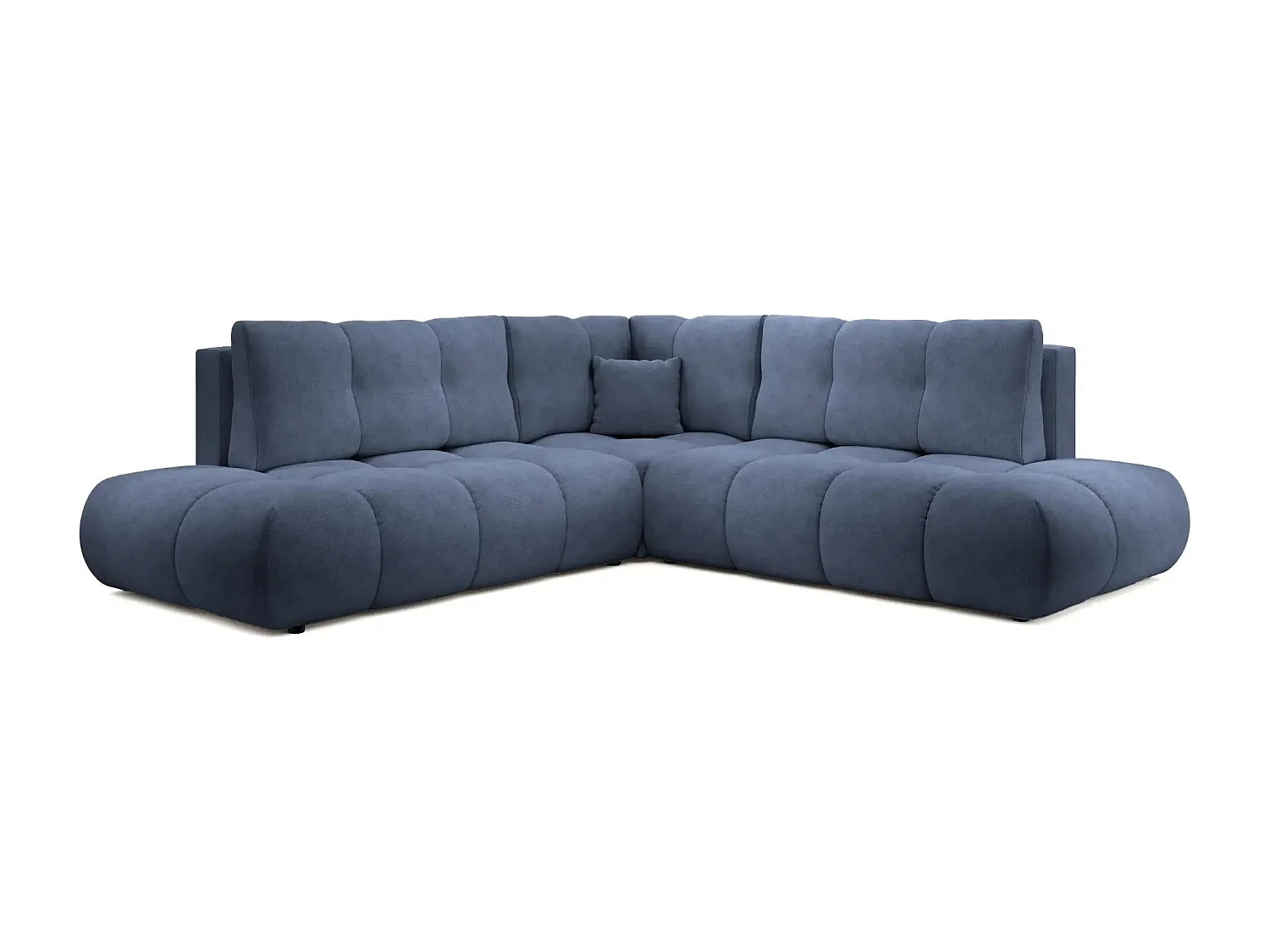 CONSTANCE L - Canapé d'angle convertible tissu chenille 4 places - Bleu - Droit