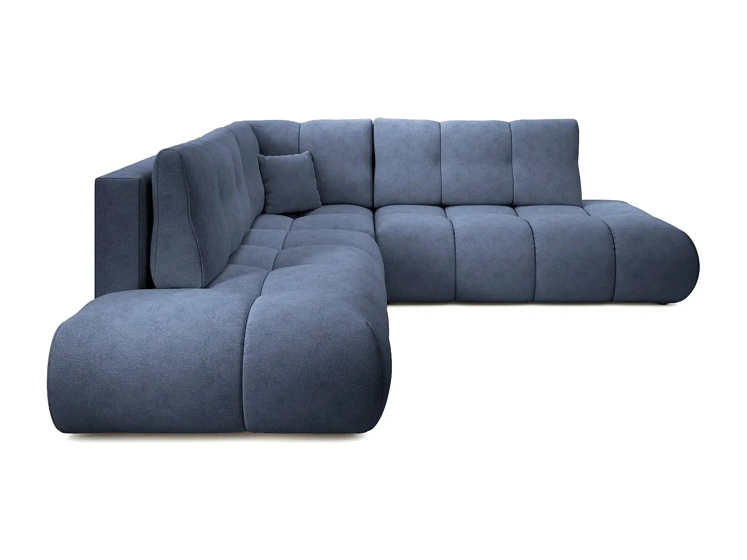 CONSTANCE L - Canapé d'angle convertible tissu chenille 4 places - Bleu - Droit