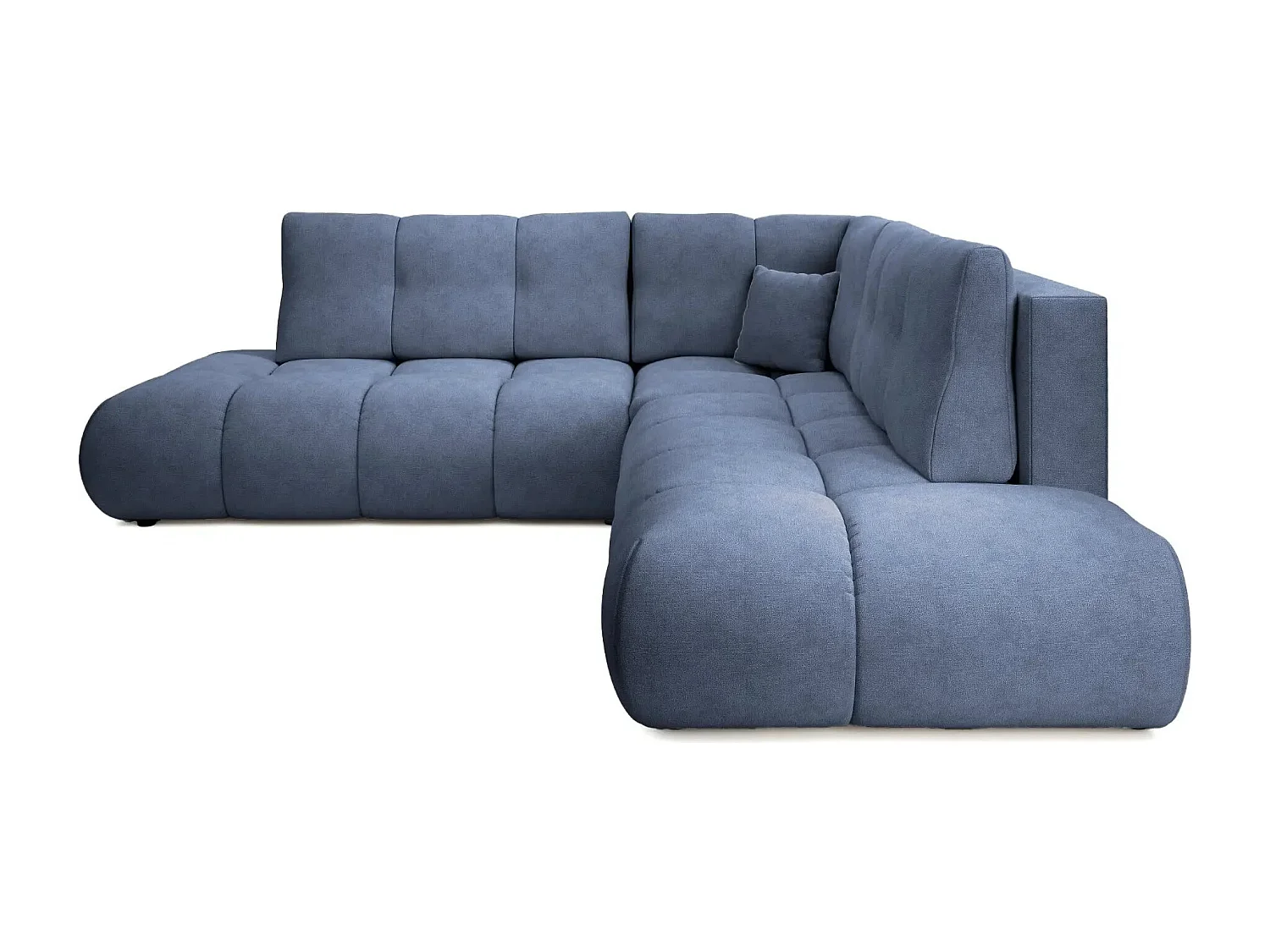 CONSTANCE L - Canapé d'angle convertible tissu chenille 4 places - Bleu - Droit