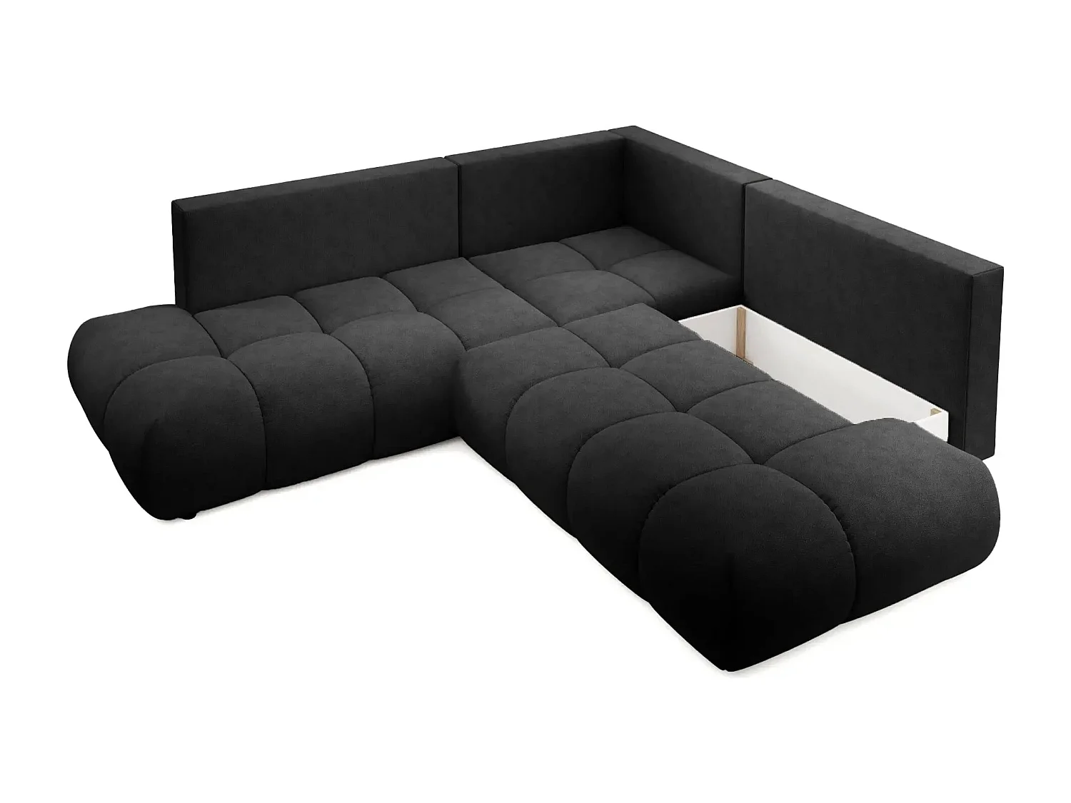 CONSTANCE L - Canapé d'angle convertible tissu chenille 4 places - Terracotta - Gauche