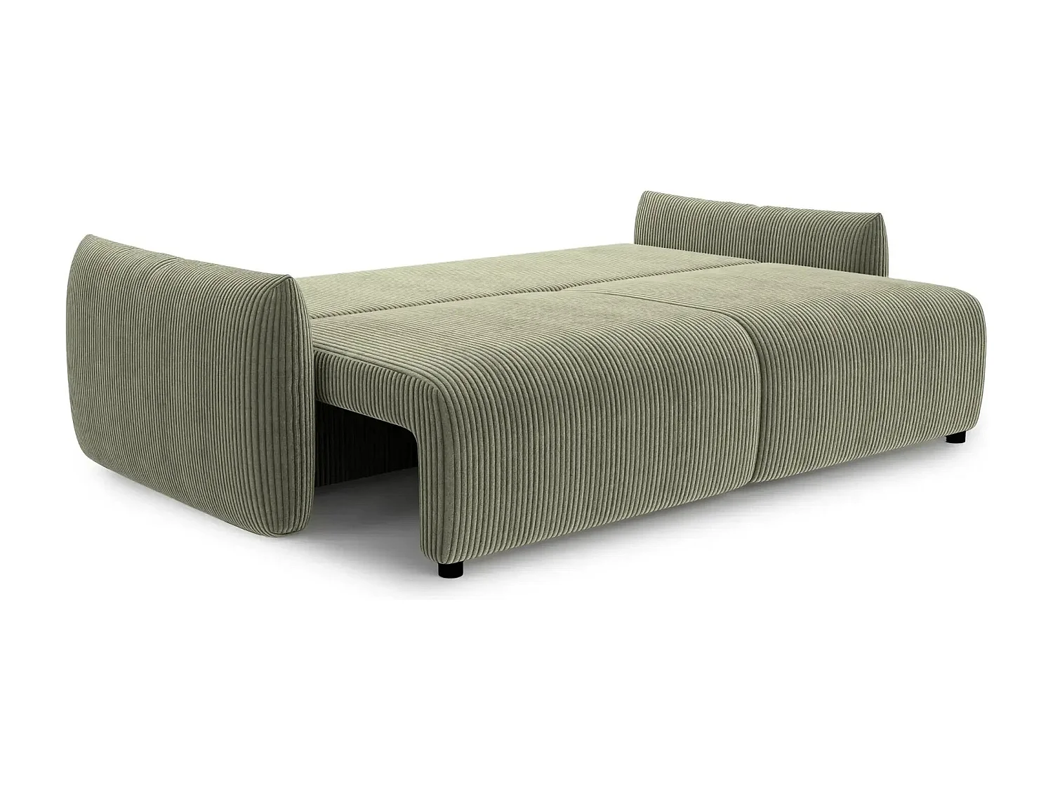 ELIO - Canapé droit convertible petit velours côtelé - Vert