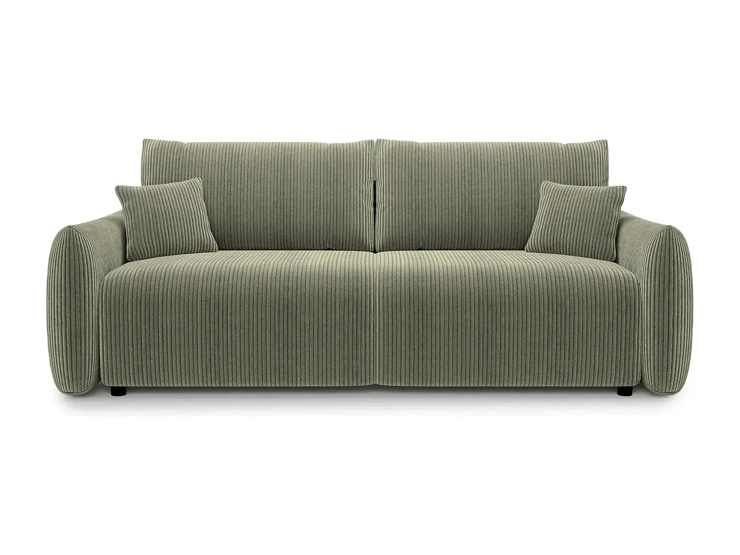 ELIO - Canapé droit convertible petit velours côtelé - Vert