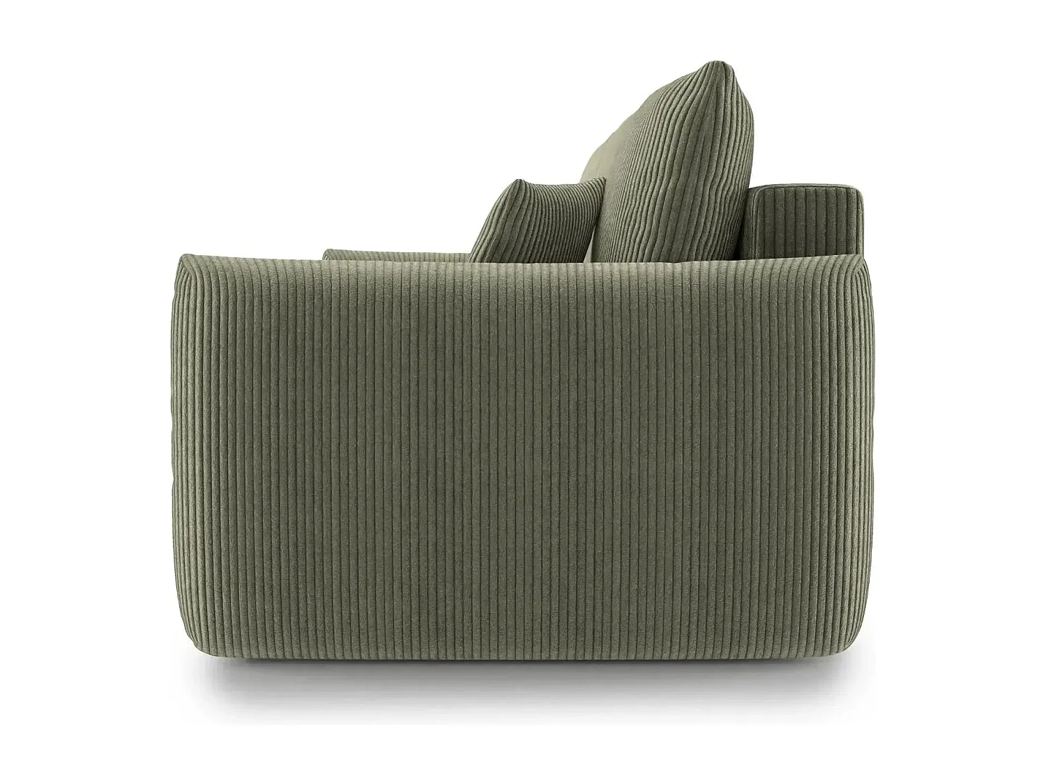 ELIO - Canapé droit convertible petit velours côtelé 3 places - Vert