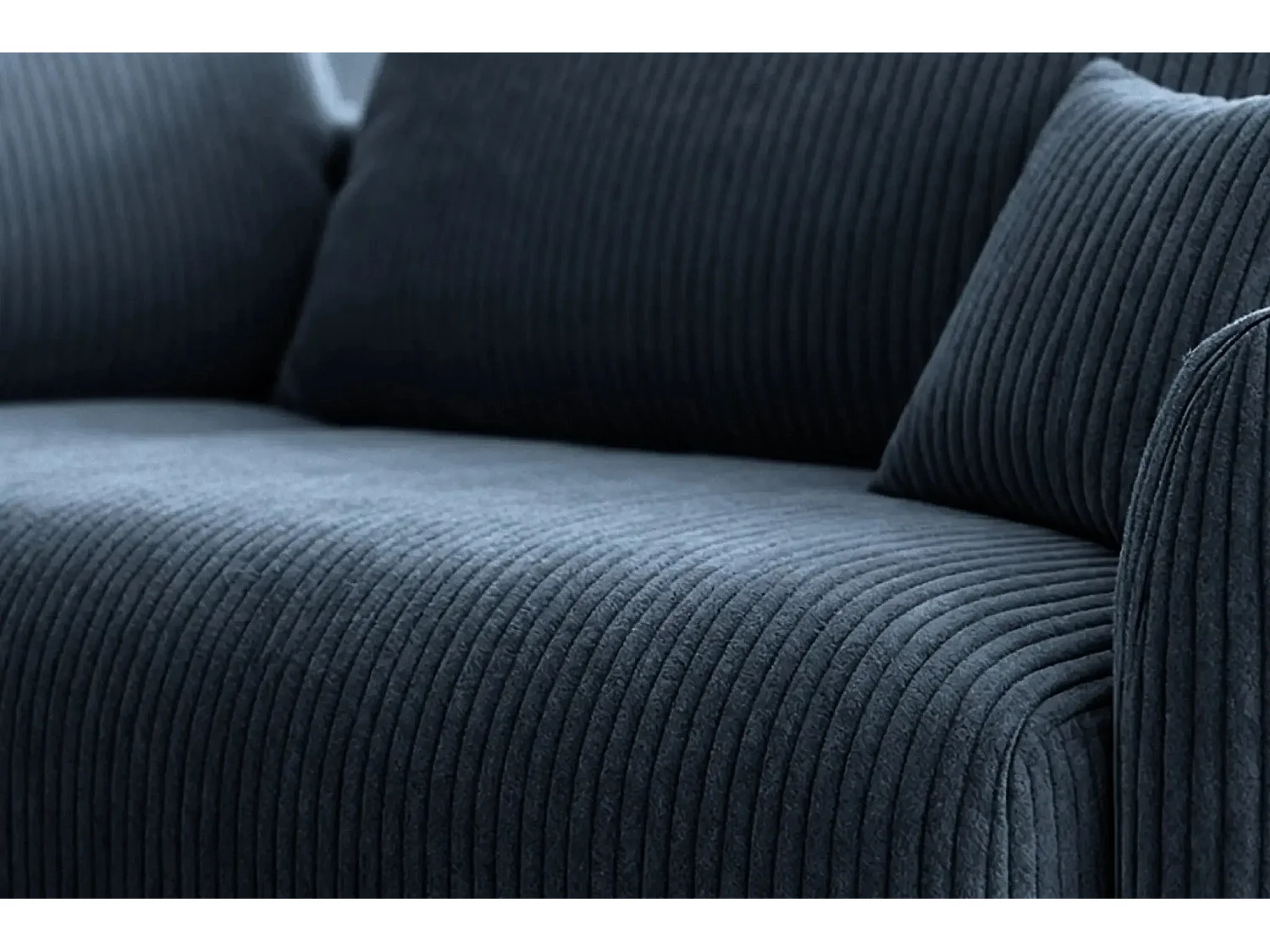 ELIO - Canapé d'angle convertible petit velours côtelé - Bleu