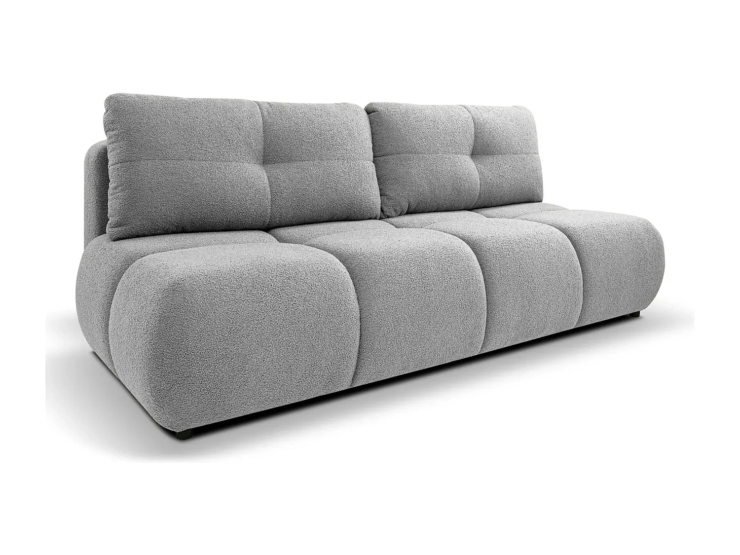 CONSTANCE MINI - Canapé droit convertible tissu bouclette 2 places - Gris clair