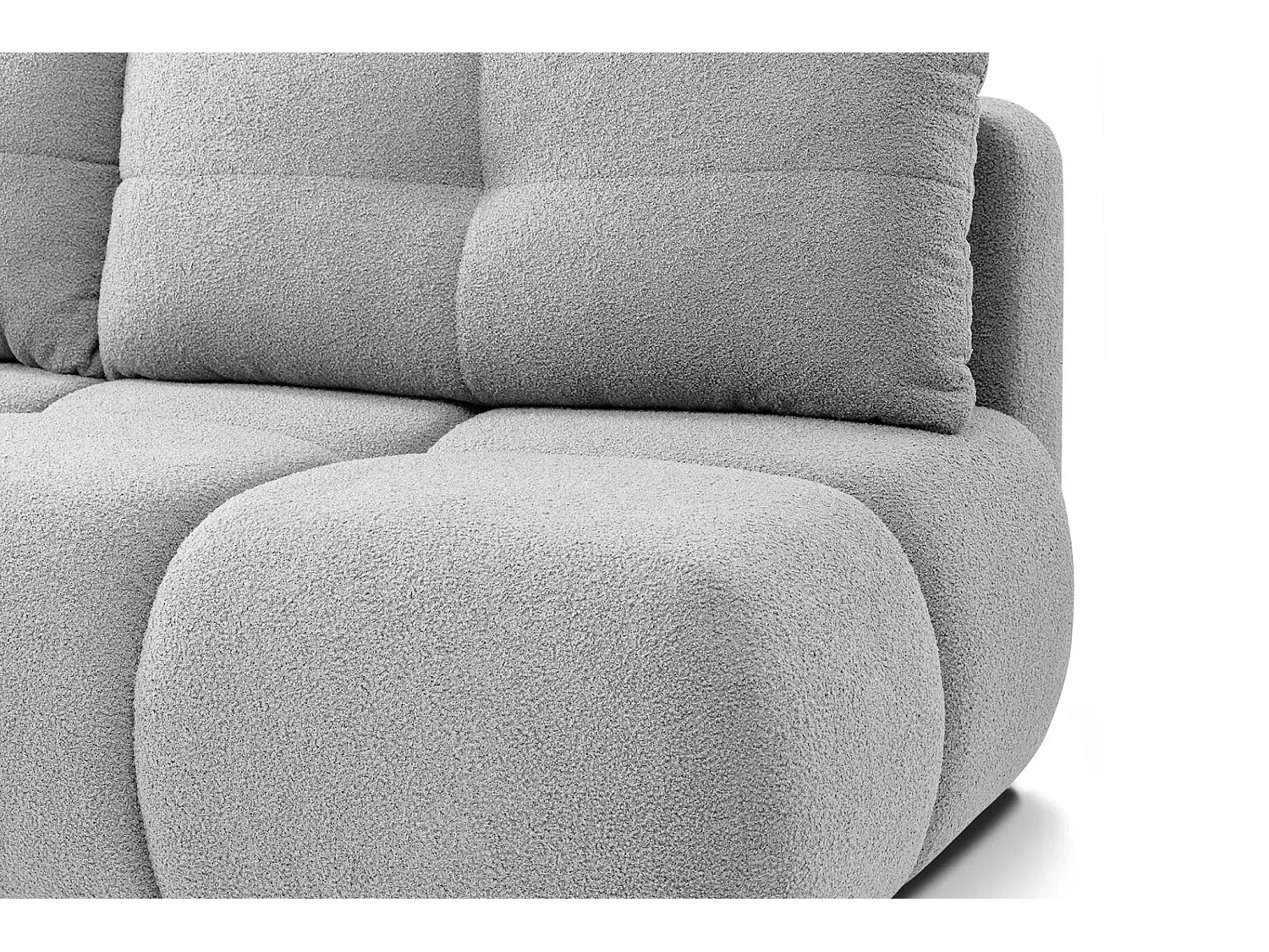 CONSTANCE MINI - Canapé droit convertible tissu bouclette 2 places - Gris clair