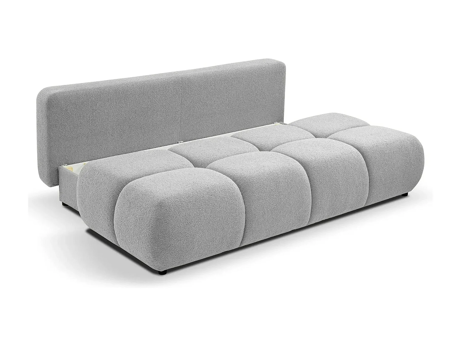 CONSTANCE MINI - Canapé droit convertible tissu bouclette 2 places - Gris clair