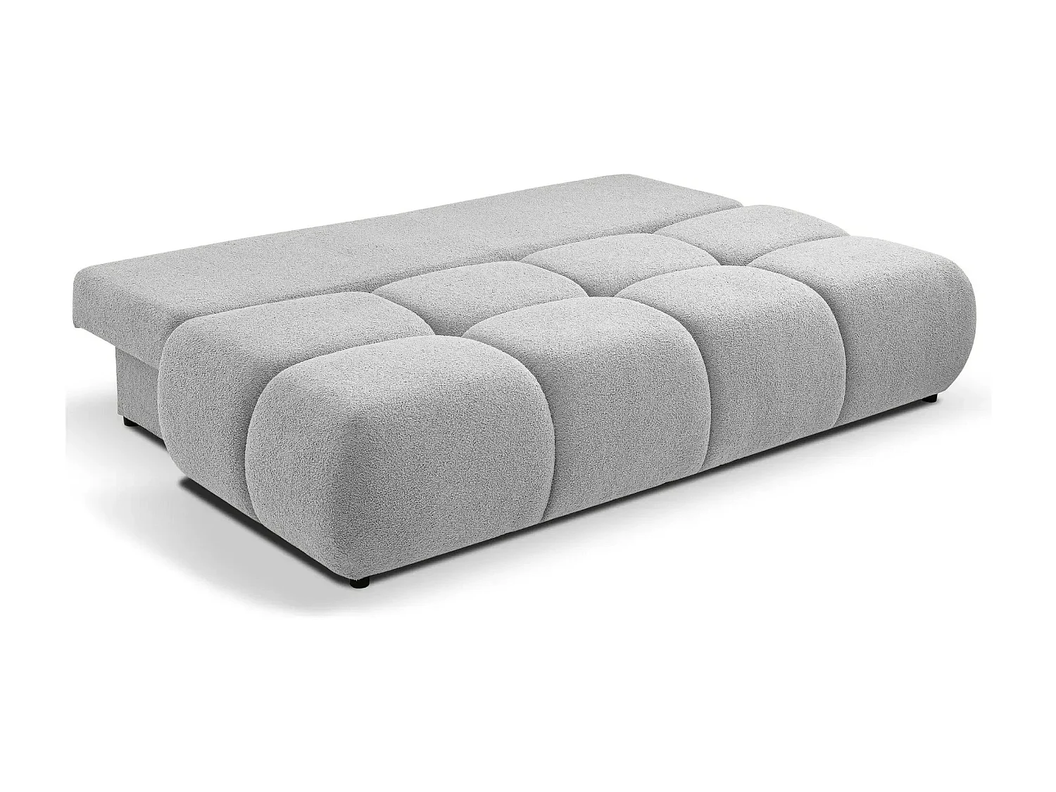 CONSTANCE MINI - Canapé droit convertible tissu bouclette 2 places - Gris clair