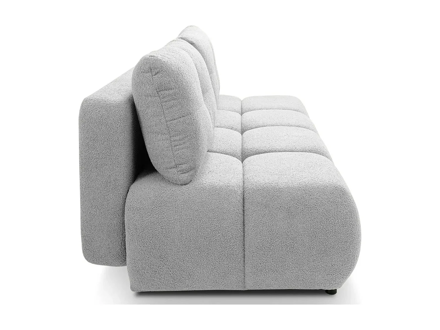 CONSTANCE MINI - Canapé droit convertible tissu bouclette 2 places - Gris clair