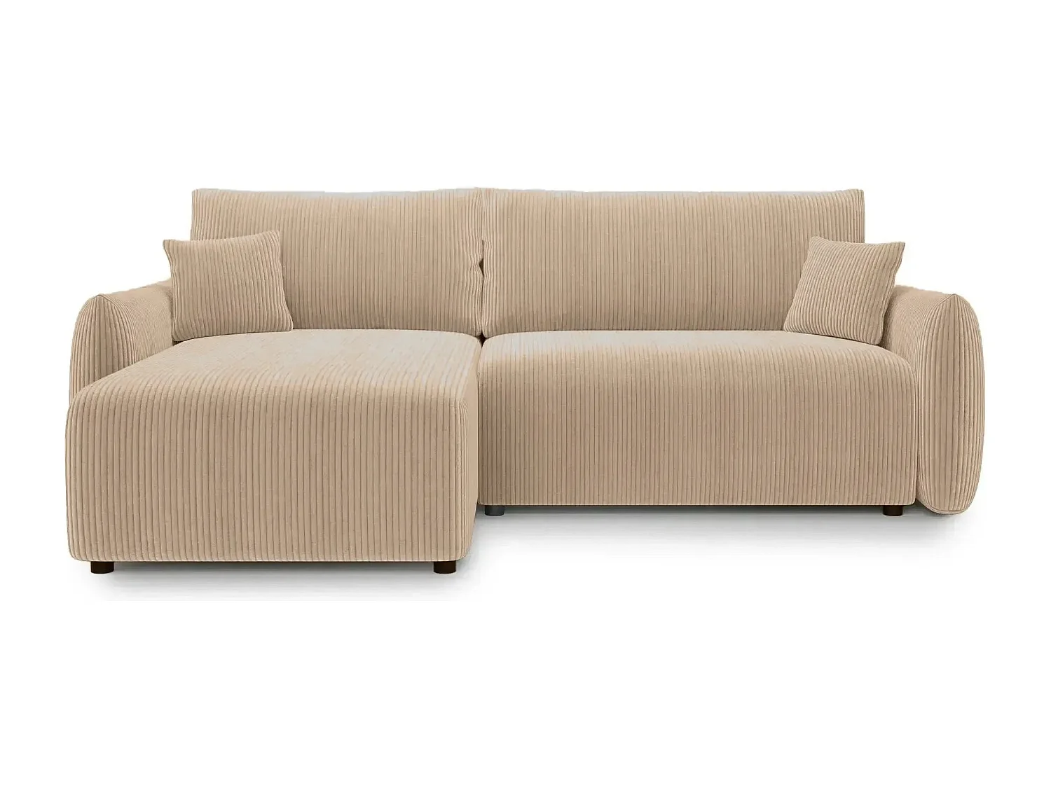 ELIO - Canapé d'angle convertible petit velours côtelé 4 places - Café