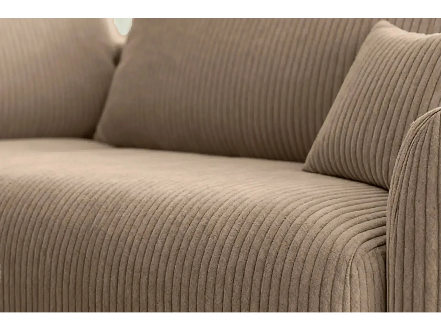 ELIO - Canapé d'angle convertible petit velours côtelé 4 places - Café