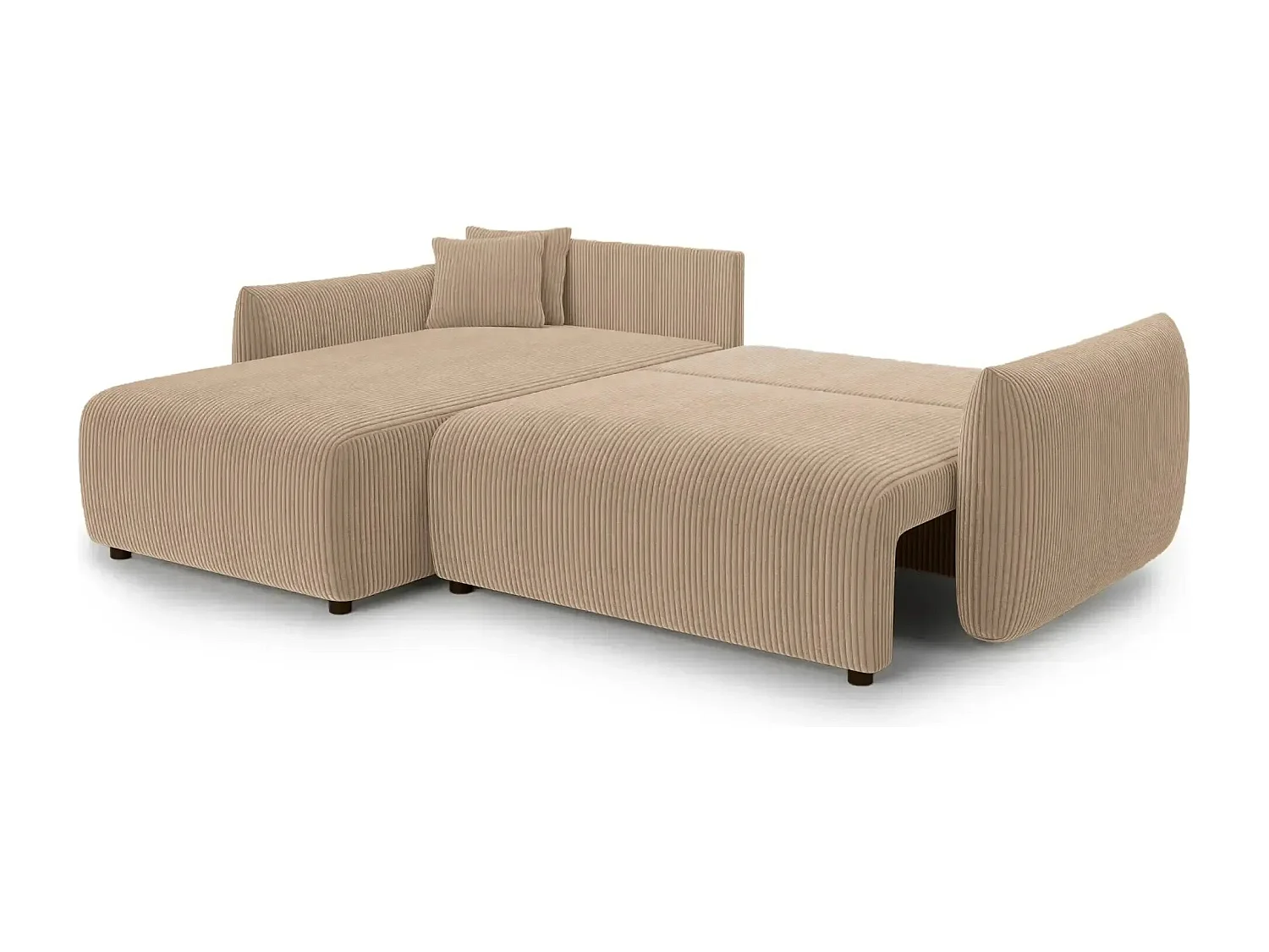 ELIO - Canapé d'angle convertible petit velours côtelé 4 places - Café