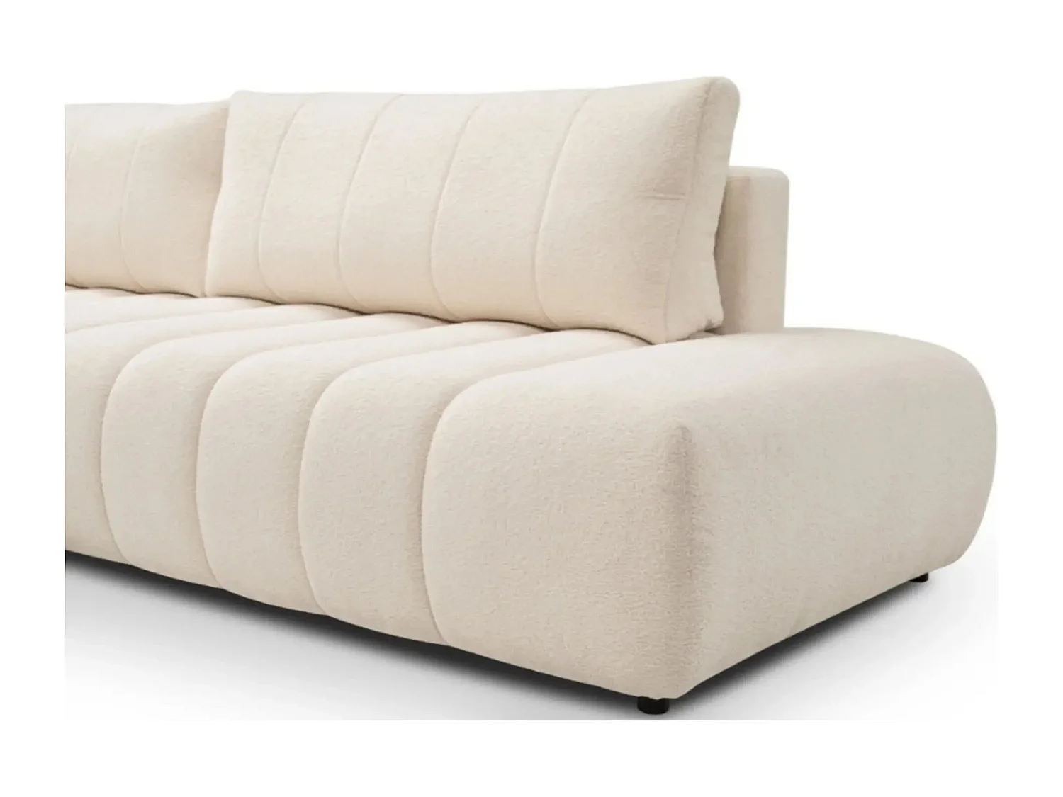 CELESTE - Canapé d'angle convertible tissu bouclette - Beige - Droit