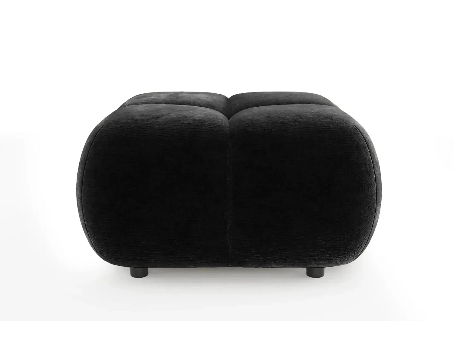 CONSTANCE - Pouf en tissu chenille Noir 72x72x43.5