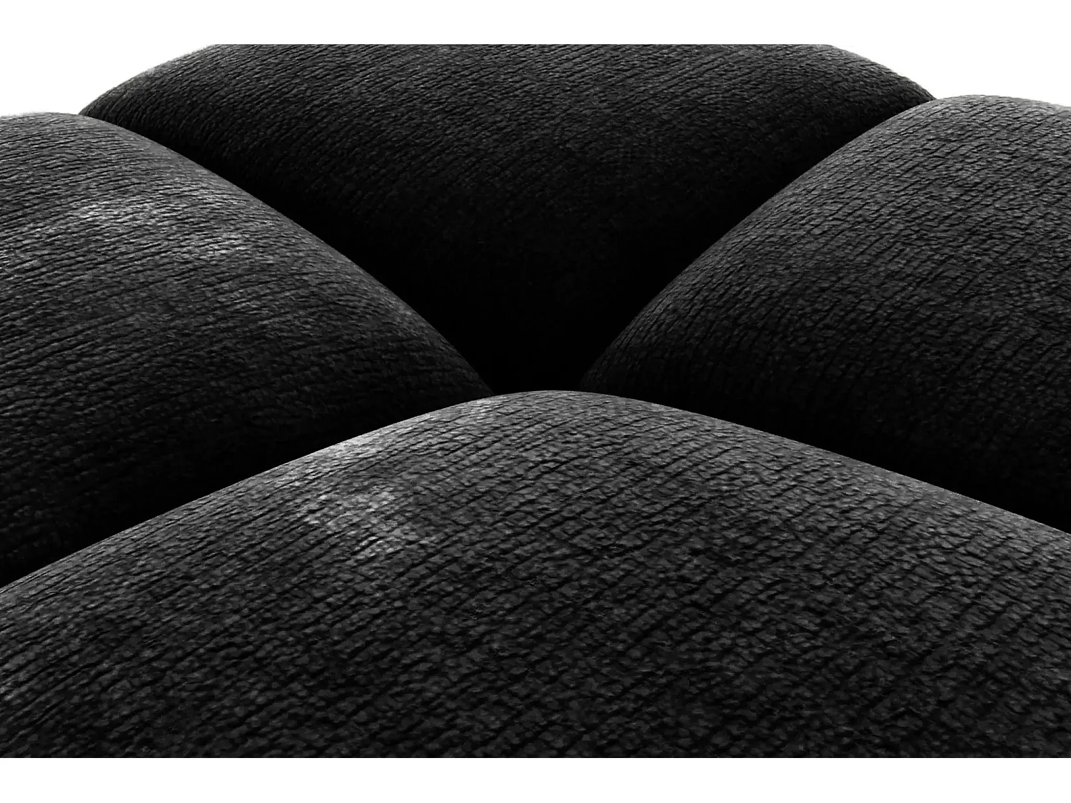 CONSTANCE - Pouf en tissu chenille Noir 72x72x43.5