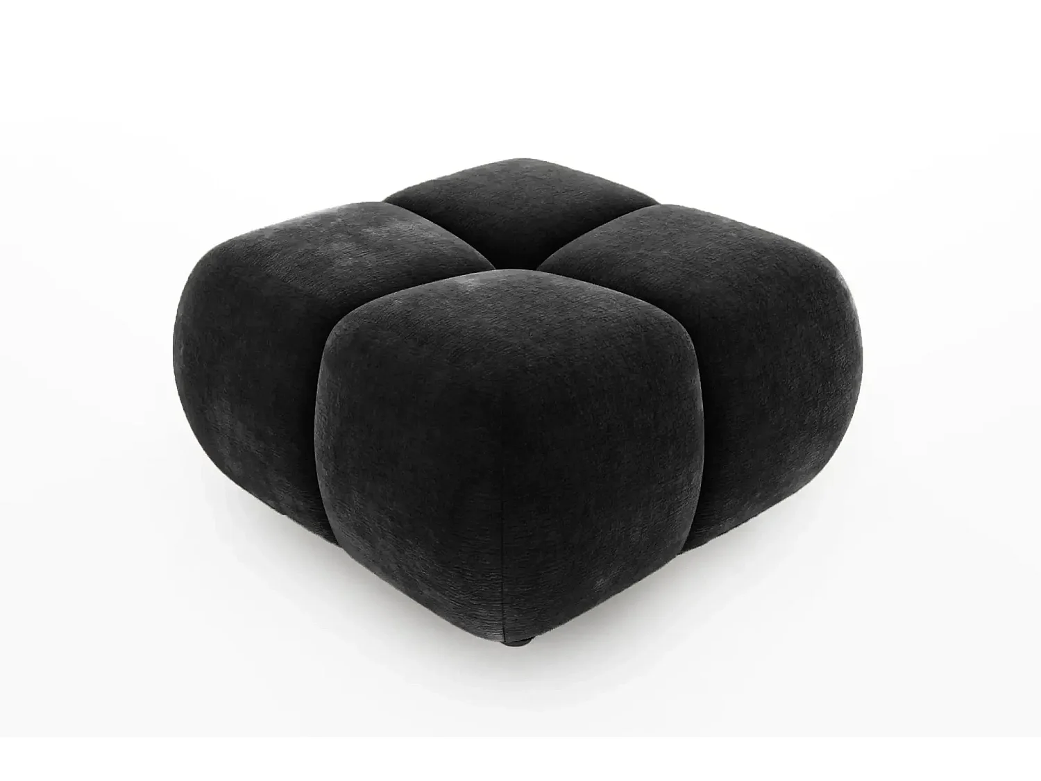 CONSTANCE - Pouf en tissu chenille Noir 72x72x43.5