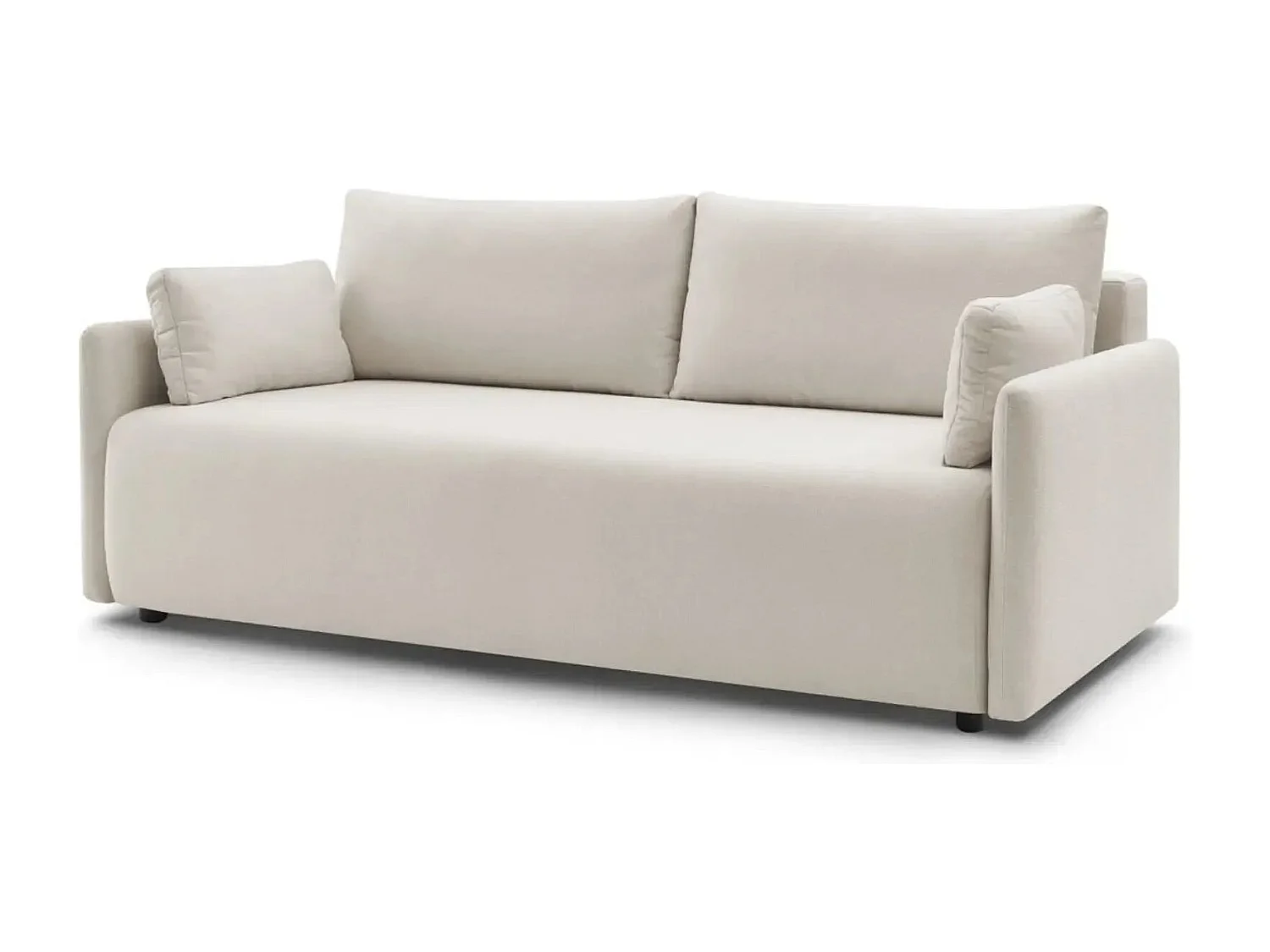 AXELLE - Canapé droit convertible tissu lisse - Beige